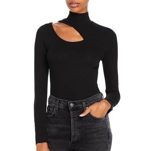 Fore Cutout Turtleneck Top Black Long Sleeve Size Medium